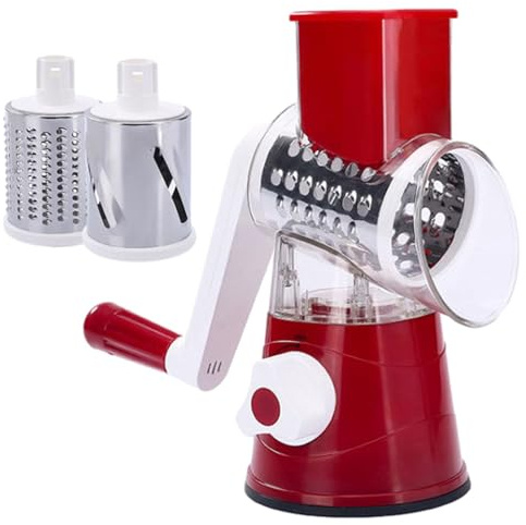 Rallador de queso rotativo, rallador de queso rotativo manual, cortador de verduras manual - herramienta de gadgets de cocina - trituradora de nueces para verduras, patatas, pepinos, zanahorias