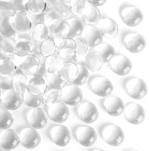 Ciottoli di vetro trasparente, 420 pezzi, circa 1,9 kg, pietre piatte trasparenti per acquario, riempitivo, vasi, gemme da spargere