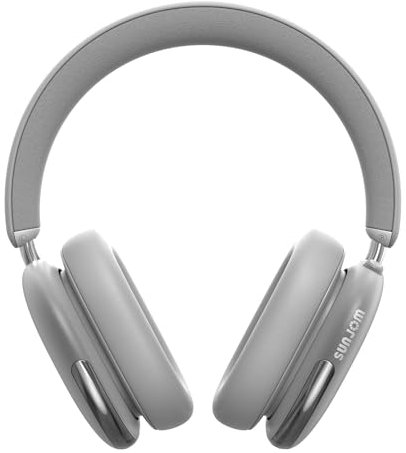 SUNJOM Freepods 120H Autonomie Casque Bluetooth ANC/ENC Réduction Active Bruit Pro, Casque sans Fil Over-Ear, Micro Intégré, USB-C, Appels/Voyage/Sport/Gym (Argenté)