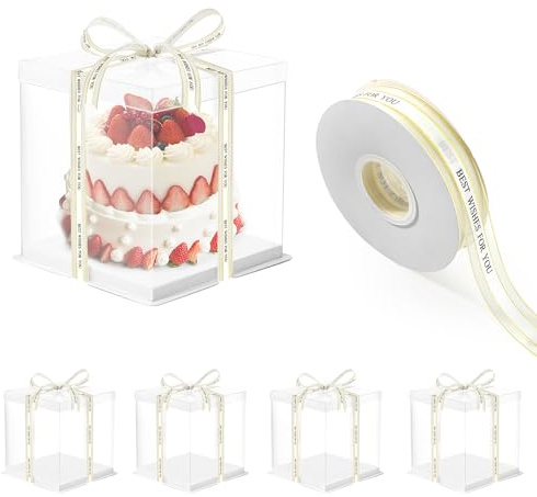 4 Pack Clear Cake Box 10 inch Tall Cake Packaging Boxes 30 x 30 x 25 cm