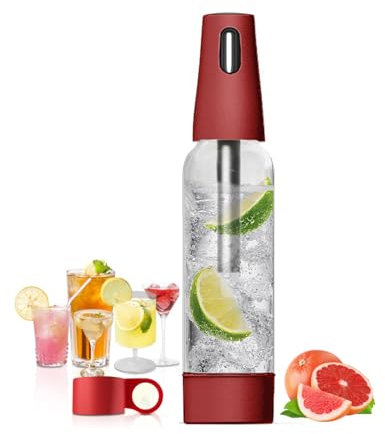 Siphon à soda portable, machine à soda compacte pour la maison et l'extérieur, machine à soda 1L avec deux bouchons de bouteille d'eau, machine à eau pétillante 3 secondes