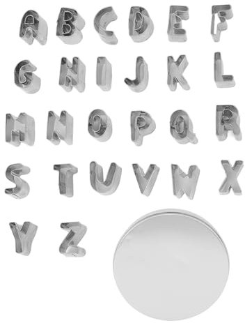 Cortadores de galletas de alfabeto Capital Caja de acero inoxidable Carta de galletas Set Diy Cake Chocolate Horne 26 piezas