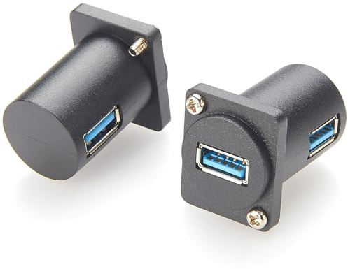 USB 3.0 Panel Mount Adapter Angled Exit USB 3.0 A Female D-type Panel Mount Connector Pass Through Solderless Bulkhead Coupler