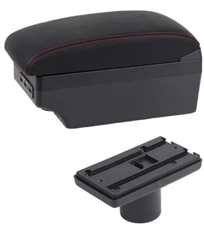 HDSNWG Compartimento De Reposabrazos para Coche, Decoración De Estilo De Contenido De Tienda Central con Portavasos USB, para Ibiza 6j 6L(E Red Line 1)