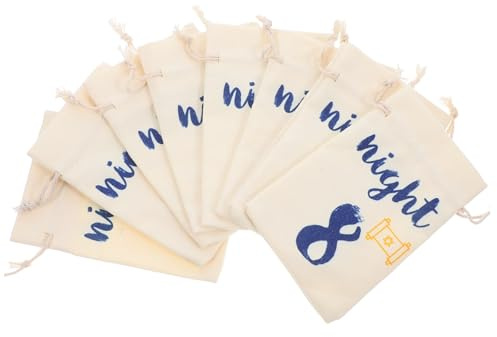 WRITWAA 8 Stück Kleine Schmuckbeutel aus Canvas mit Kordelzug Vielseitige Aufbewahrungsbeutel für Geschenke und Süßigkeiten bei Chanukka Feiern