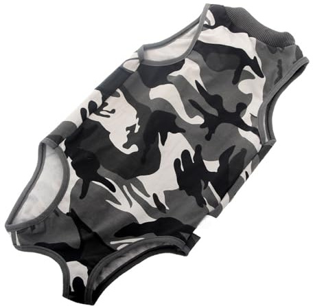 Cat Recovery Suit Surgical Body Suit för katter Stylisk kamouflagedesign förhindrar att slicka sår Bekväm andningsbar efter kirurgi för spay kastare återhämtning mjukt modal tyg (Kamouflage s)