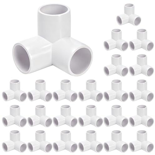 Covzoe 24 Pack 3 Way 3/4 Inch PVC Pipe Fitting, Furniture Grade 90 Degree Elbow Side Outlet, Pipe Connectors PVC Corner Fittings for DIY Structure and Frames, Greenhouse Shed, Plumbing Projects