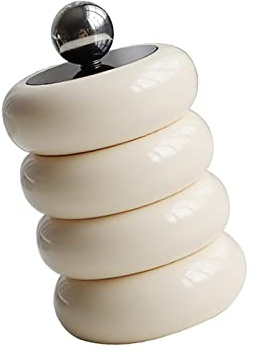 Cocoarm Soporte Qtip, Contenedor de Hisopos de Algodón de Diseño Nórdico, Almacenamiento Conveniente para Tocador de Baño (Blanco lechoso 4 capas)