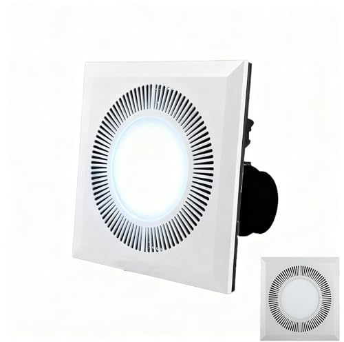 Standard Bathroom Extractor Fan with Lighting 300x300mm, Extractor Fan Kitchen 12W 130m³/h Silent with Wall/Window/Ceiling Mounted for Bathroom, Kitchen, Toilet, Meeting Room(4 Inches Pipe D)