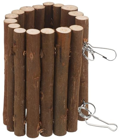ROMISBABA Natürliche Holz-vogelschaukel mit Haken Interaktives Papageien-kauspielzeug und Käfigzubehör für Kleine Vögel und Hamster Robustes Vogelspielzeug Bewegung Balance und Zahnpflege