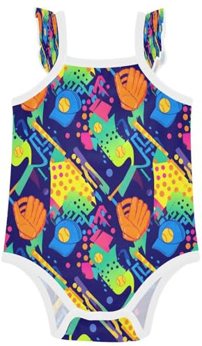 JULYTO 24 Month Onesie Baby Unisex Clothes Comfy Cotton Baseball Glove Bat Helmet Sleeveless Onesie Baby Boy Girl,