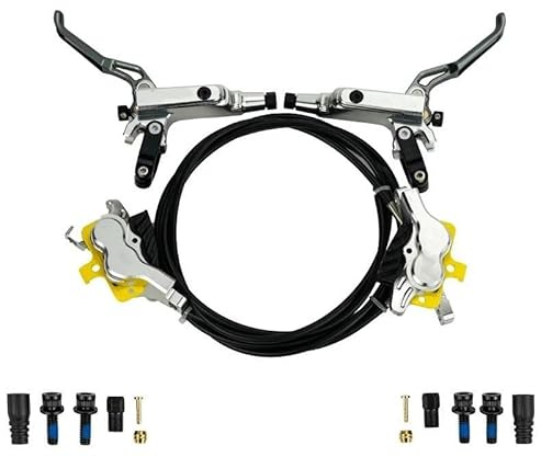 cyklar bakbromstrumma IV4R 4 kolvskiva hydraulisk broms MTB AM DH Cykelbroms 82cm 145cm CNC För Mountain XC klättercykel Bakre rullbromssats(NO rotor silver)