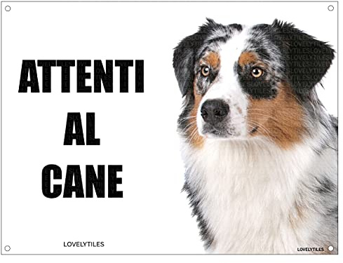 AUSTRALIAN SHEPERD attenti al cane mod 1 TARGA cartello IN METALLO (15X20)