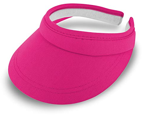 fiebig Visor | Schattenspender für das Gesicht | Clipvisor in One Size | In vielen Farben aus 100% Baumwolle | Sommerkappe mit Frotteeband Innenfutter | Sonnenschutz Schirmcap (pink)