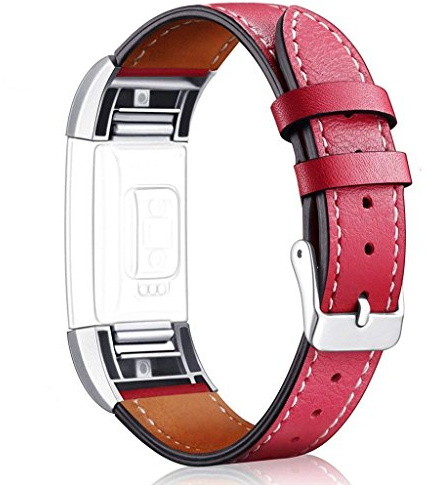 AISPORTS Armband Kompatibel mit Fitbit Charge 2 Armband für Damen, Fitbit Charge 2 Armband aus Weichem Atmungsaktivem Lederarmband mit Metallschnalle Ersatzarmband für Fitbit Charge 2 Fitness Tracker