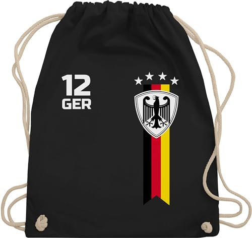 Turnbeutel Rucksack - Fußball EM - Taschen - WM Fan Deutschland - Unisize - Schwarz - em- fanartikel tasche europameisterschaft german beutel fußball-em fussball germany trainingsbeutel fu ball