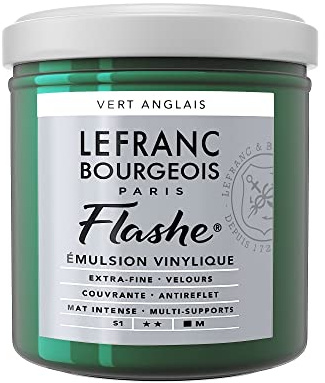 Lefranc Bourgeois Flashe 300496 - Pittura acrilica e vinile, altamente pigmentata, elastica, resistente alla luce, resistente all'invecchiamento, opaca, per interni ed esterni, vaso da 125 ml, verde