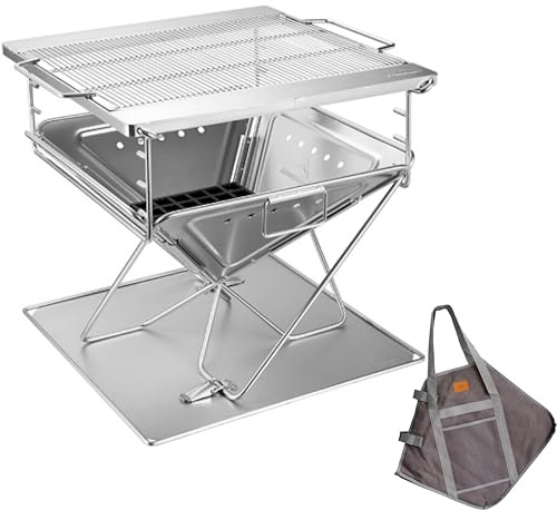 Campingmoon BBQ Grill Fire Pit Foldable Stainless Steel - Extra Large MT-055