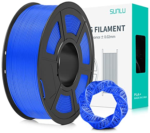 SUNLU PLA+ Filament 1.75mm, PLA Plus 3D Drucker Filament, Stärker belastbar, Neatly Wound, 1KG 3D Druck PLA+ Filament, Maßgenauigkeit +/- 0.02mm, Blau