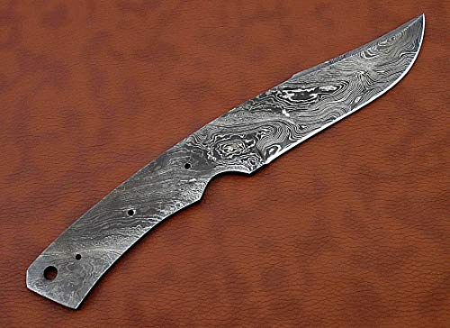 9.5 inches long clip point blank blade, knife making supplies, Hand forged Twist pattern Damascus steel blank blade skinning knife with 3 Pins & a screw hole space 4.5 long cutting edge blade