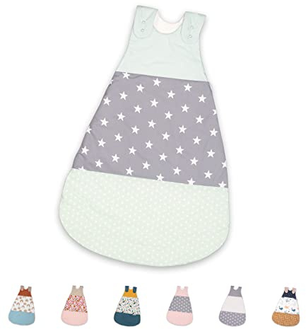 ULLENBOOM Sommerschlafsack Baby Mint Grau (Made in EU) - Aus OEKO-TEX Materialien - 0,5 TOG, Schlafsack für Babys und Neugeborene, Größe: 80/86