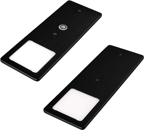 kalb | LED Unterbauleuchten schwarz 5W- sehr flache Küchenleuchte mit Touch-Dimmfunktion Einbaustrahler Einbauspot, Auswahl:2er Set warmweiss
