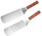 Hoshen 2 piastre in acciaio inox teppanyaki, spatola in metallo scanalato, pancake hamburger, teppanyaki e padella, lavabile in lavastoviglie - manico in legno