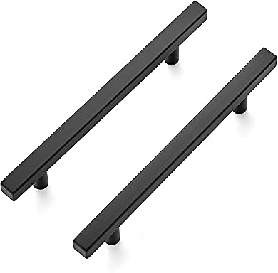 Ravinte 30 Pack 7.38'' Square Cabinet Pulls Matte Black Stainless Steel Kitchen Drawer Pulls Cabinet Handles 7-3/8”Length,5” Hole Center
