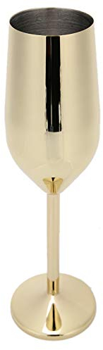 Tissting Calice da Vino in Acciaio, Calice Inossidabile per Uso Alimentare Tazza da Cocktail Rivestita Infrangibile con Base Larga in Vetro Galvanizzato Lucido(d'oro)