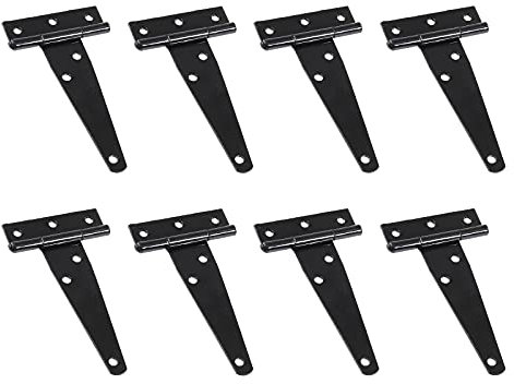 Seimneire 8 Stück 10,2 cm T-Strap Türscharnier, Schwerlast-Torscharnier, Scheunentürscharnier, T-Scharnier, Schuppenscharnier mit Befestigungsschrauben