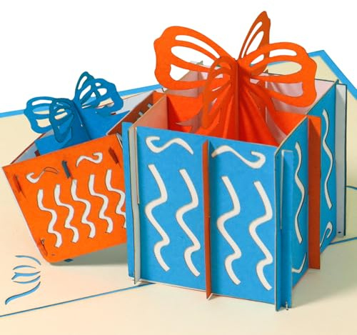LINPOPUP® POP-UP Geburtstagskarte – 3D Karte mit Pop-Up Geschenkbox – Jubiläums- & Glückwunschkarte – Überraschungs-Klappkarte mit 3D Effekt, N712
