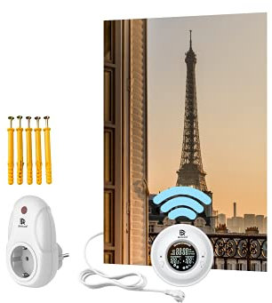 BR Bringer Bild Infrarotheizung rahmenlos 450 Watt - Bildheizung mit UV Druck - 60x80x1,8cm - Paris, Frankreich