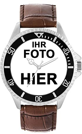 Toff London Personalisierte gravierbare Fotogeschenke für Männer und Jungen, Uhr mit analogem Quarzwerk, maßgeschneiderte Uhr