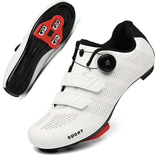 Damen Fahrradschuhe Rennrad Reitschuhe SPD Indoor Outdoor Radschuhe mit Look Delta Cleats, 218white, 40 2/3 EU