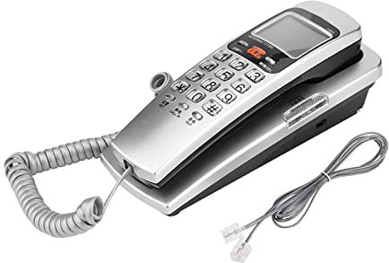 KOSDFOGE Téléphone Filaire Bureau Argent avec Répondeur, FSK/DTMF Identification De L'appelant, Mettez L'extension de la Mode de la Ligne Fixe Ancien Téléphone Version Améliorée