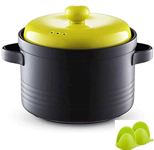 NMNMNM Ceramic cooking pot Healthy Pot Cooking Pot Casseroles 2.5L Soup Casserole Round Clay Pot Ceramic Healthy with Lid Casserole for Braising Slow Cooking Bibimbap (Color:Green) (Color : Green)