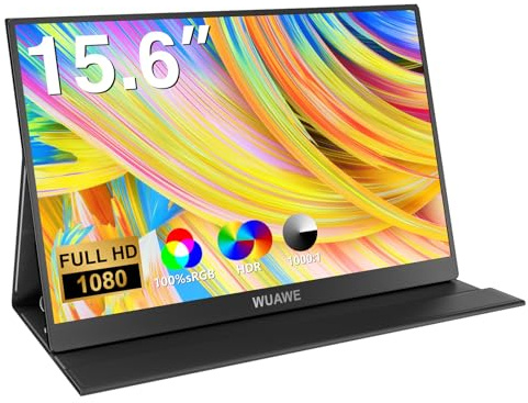 WUAWE Portable Monitor, 15.6-AA 1080P 72% NTSC 98% sRGB USB C HDMI Travel Monitor for Laptop, External Second Computer Monitor with HDR Freesync Low Blue Light for PC, Mac, Phone, PS5 Switch