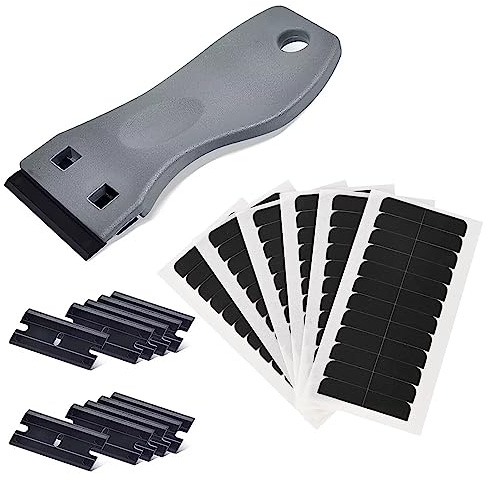 72 Stück Tape Extensions Kleber Kit, mit Schaber und 10 Klingen, ErsatzTape für Hair Extensions, Doppelseitiges Klebekraft Haar Klebeband für Haarverlängerungen Perücken