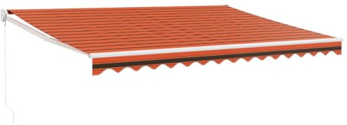 vidaXL Markise, Sonnenmarkise Einziehbar, Gelenkarmmarkise mit Kurbel, Terrassenmarkise Balkonmarkise Sonnenschutz, Orange Braun 4,5x3m Stoff Aluminium