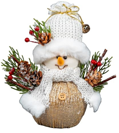 SHATCHI 19cm Snowman Figure Christmas Tabletop Centrepiece Showpieces Home Art & Craft Xmas Party Window Décor