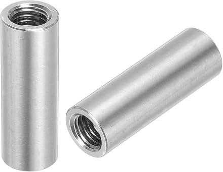 QUARKZMAN 5 Stück M8 Rundmutter, 304 Edelstahl Kupplungsmutter 35mm/1.38 Länge Hülse Stange Stabmutter für Halterung, Grobgewinde M8x35x12mm