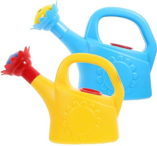 Toyvian 2 Pcs Kids Watering Can - Plastic Toddler Bath Toys & Garden Sprinkler, Small Pouring Pot for Beach, Sand Play & Outdoor Gardening - Interactive Water Toys for Boys & Girls (Random Color)