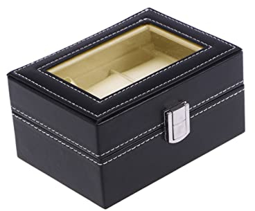 Uhrenaufbewahrungsbox 3 Fächer Schwarzes PU Leder mit Weihnachten Party