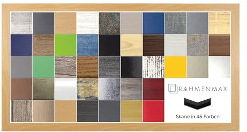 RahmenMax Skane Bilderrahmen Posterrahmen Puzzlerahmen 40x80 cm Buche Dekor 80x40 cm mit weisser Rückwand und klarem Acrylglas