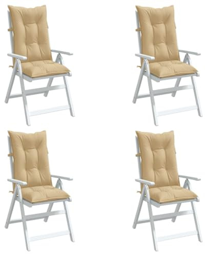 vidaXL Hochlehner-Auflagen 4 STK. Melange Beige 120x50x7 cm Stoff