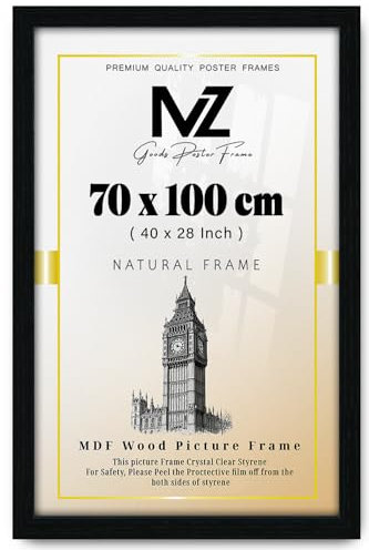 Modern Mdf Wooden Wide Black Frame | 70x100 Cm Poster Frames Durable Sleek Acrylic Front | Jigsaw Puzzle Picture Frames Large Art Display For Home & Office Décor