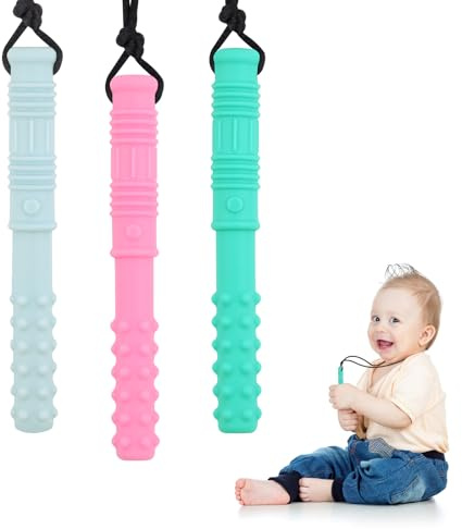 3Pcs Chew Toys for Autistic Children,Sensory Chew Necklace for Kids Adults,Chewy Toys for Autism,ADHD, ASD, SPD, Oral Motor or Anxiety Needs,Oral Motor Chewy Teether,Chew Toys for Kids with Teething