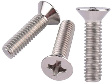 VAMUOEFL Tornillos Phillips de cabeza plana de 3/8-16 x 3/4 pulgadas, acero inoxidable 304 (18-8), rosca gruesa UNC, tornillos de cabeza avellanada, 10 unidades