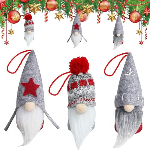 Gnomi da Appendere, 3 Pezzi Babbo Natale Bambola Ornamenti, Gnomo in Peluche Decorazione, Gnomi di Decorazioni Natalizie per Albero di Natale