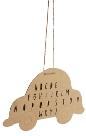Ueiwffzo Wandbehang Kinderzimmer Deko, Boho Deko Wand, Niedliche Obst Auto Wandbehang aus Holz, Stilvolle Holz Wand Deko für Kinderzimmer Babyzimmer Schlafzimmer (Auto)